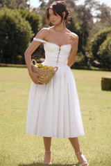 White Broderie Anglais &Amp; Cotton Midi Dress