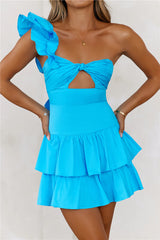 Ruffled Out Dress Blue