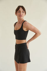 Kenzie Double Lined Crop Tank in Black